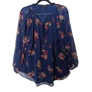 Lucky Brand Floral Blue Women's Top Sz.1X